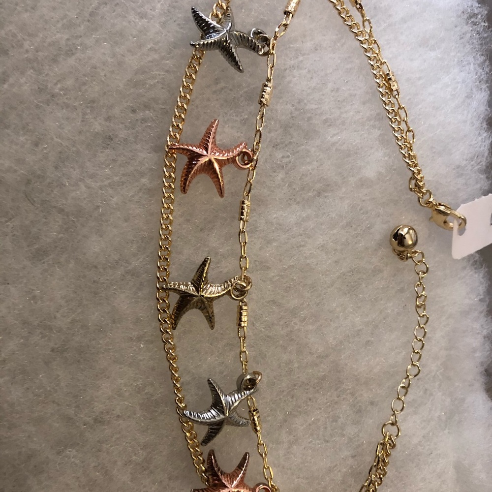 14k Starfish anklet